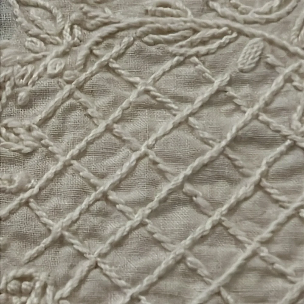 Lot 6 Antique Elegant Cream Embroidered Quilt squares